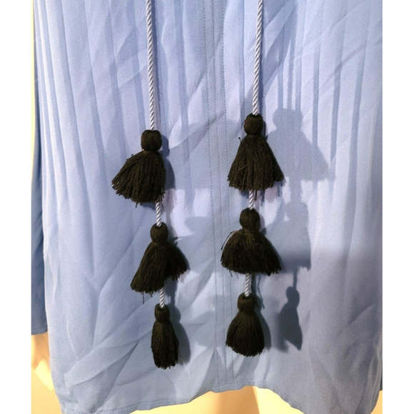 Loft Light Blue Sleeveless Blouse with Tassels - Size S - Picture 7 of 10